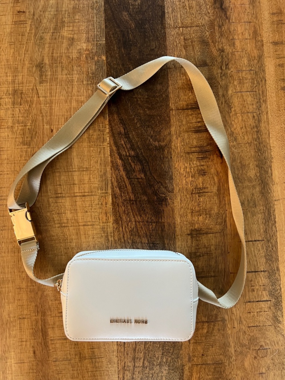 Michael Kors White Crossbody Belt Bag with Gold Hardware